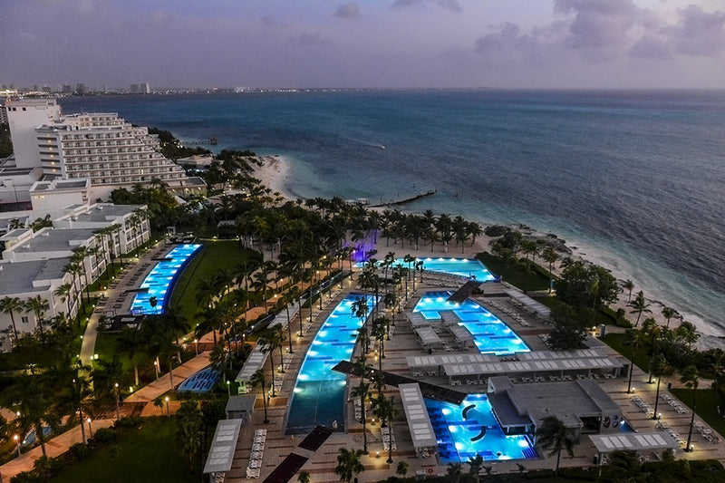 A photographic look from the 12th floor of the RIU Palace in Cancun Mexico.