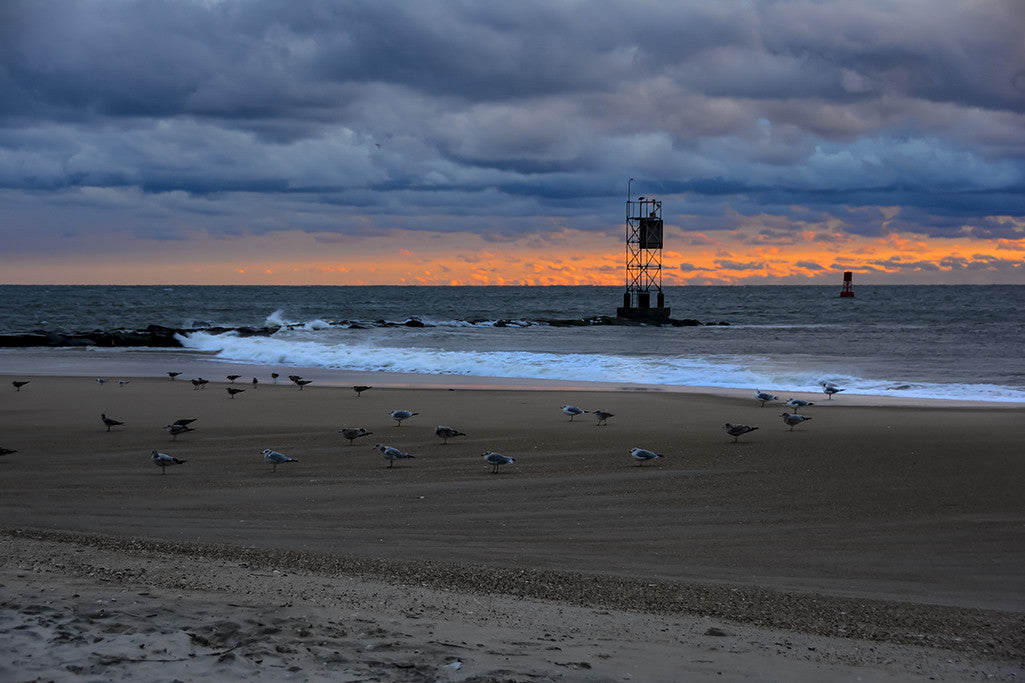 Sunrise along the shores of the Atlantic Ocean in Delaware.