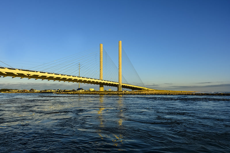The Indian river inlet bridge, also known as the Charles W. Cullen Bridge.