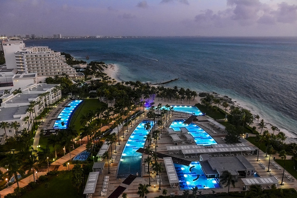 A photographic look from the 12th floor of the RIU Palace in Cancun Mexico.