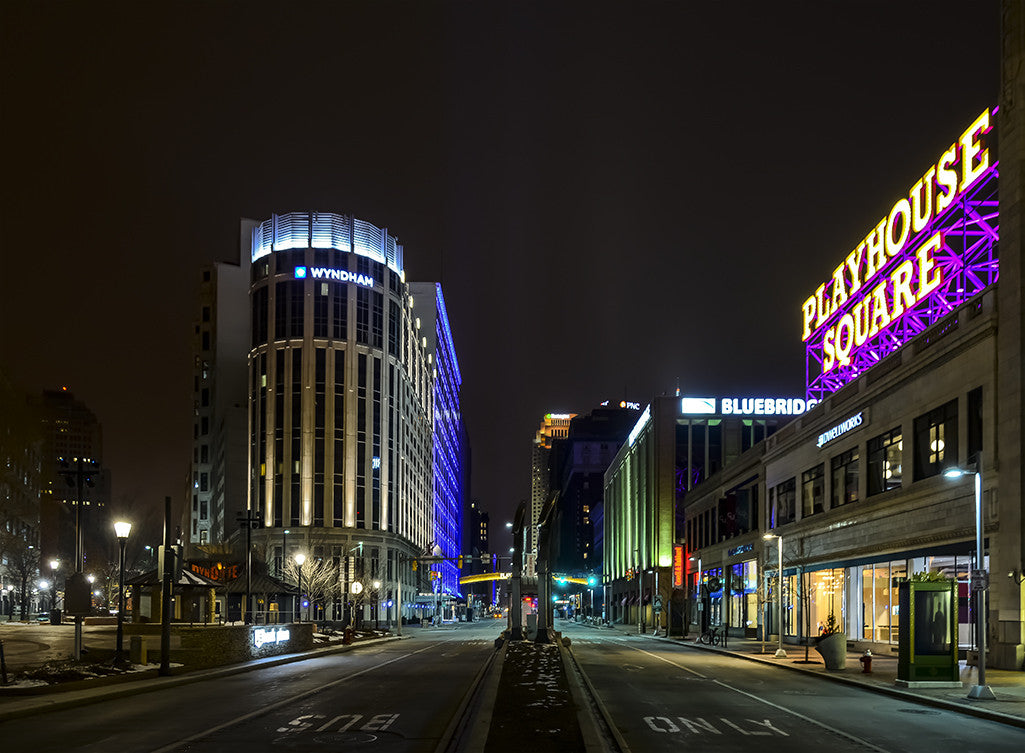 The theater district known as Playhouse Square in Cleveland Ohio.
